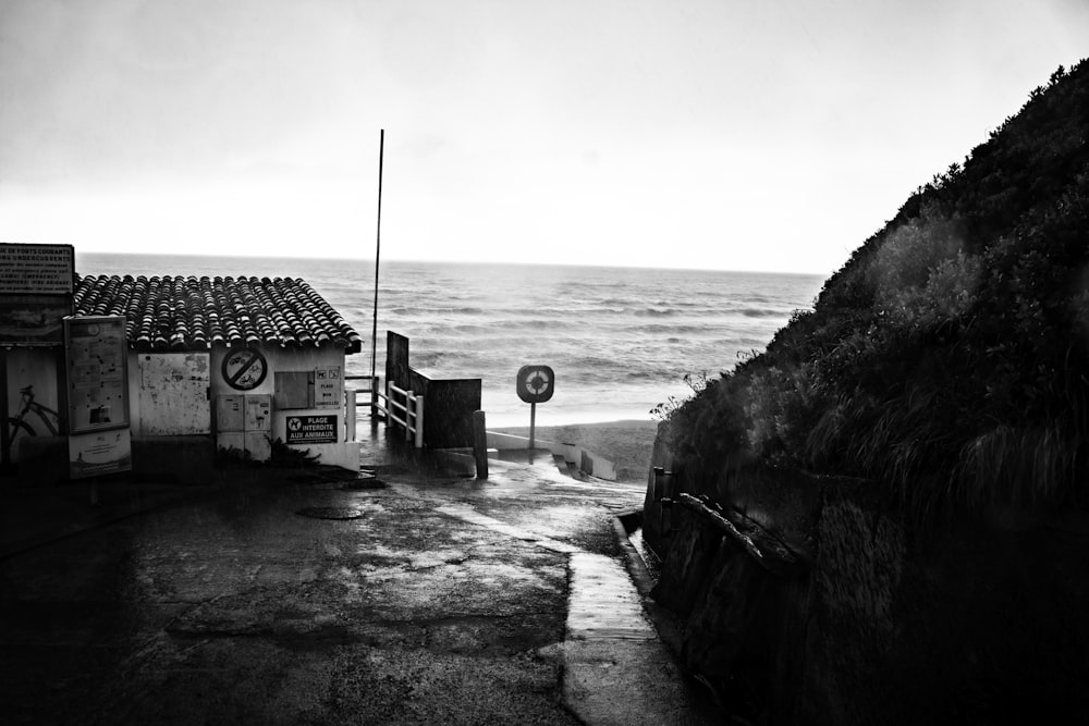 a black and white photo of the ocean