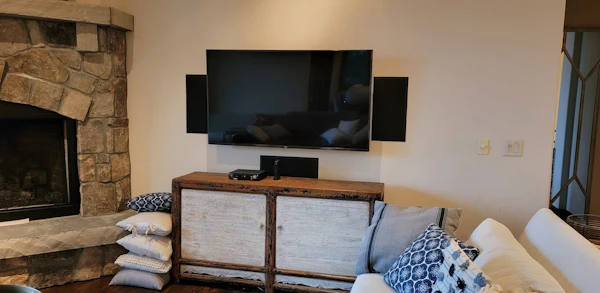 Wall-mounted TV in a living room