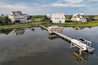 A picturesque view of a waterfront property.