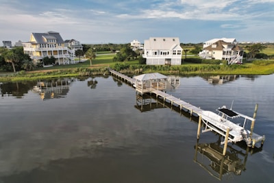 A stunning view of a waterfront property.