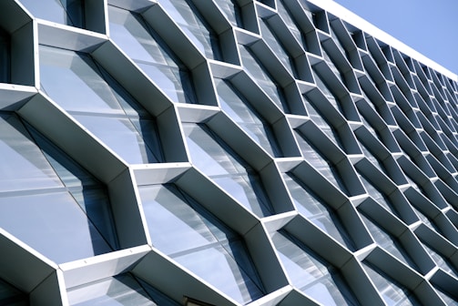 a close up of a building with many windows
