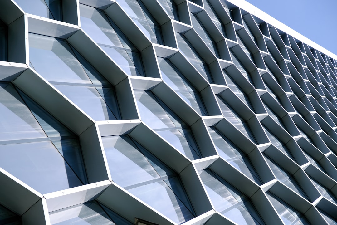 a close up of a building with many windows, abstract pattern