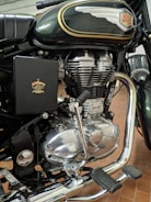 Customized Royal Enfield motorcycle showcasing unique modifications and detailing