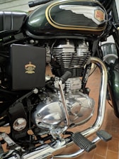 Customized Royal Enfield motorcycle showcasing unique modifications and detailing