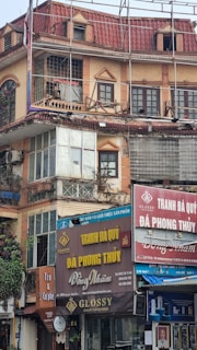 Exterior of a mixed-use building combining retail and residential.