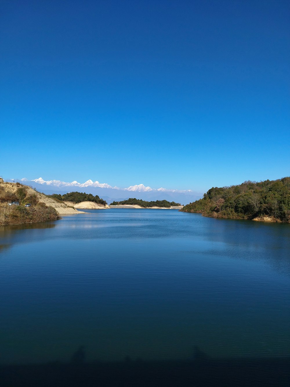 a large body of water surrounded by trees