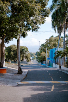 Bright blue sky over a quiet street in Blue Ash neighborhood.