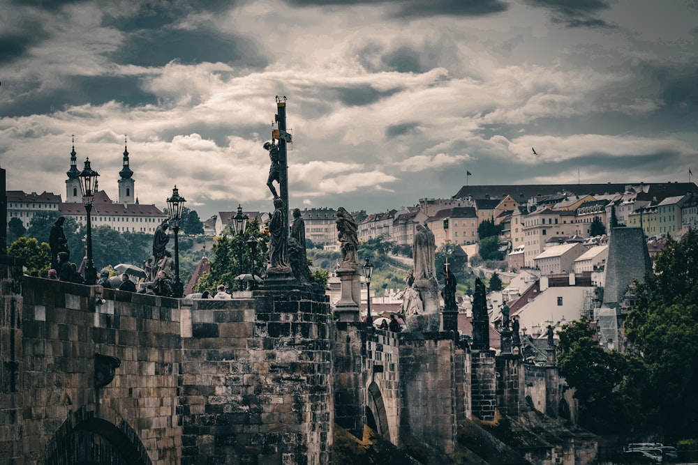 a view of a city from a bridge