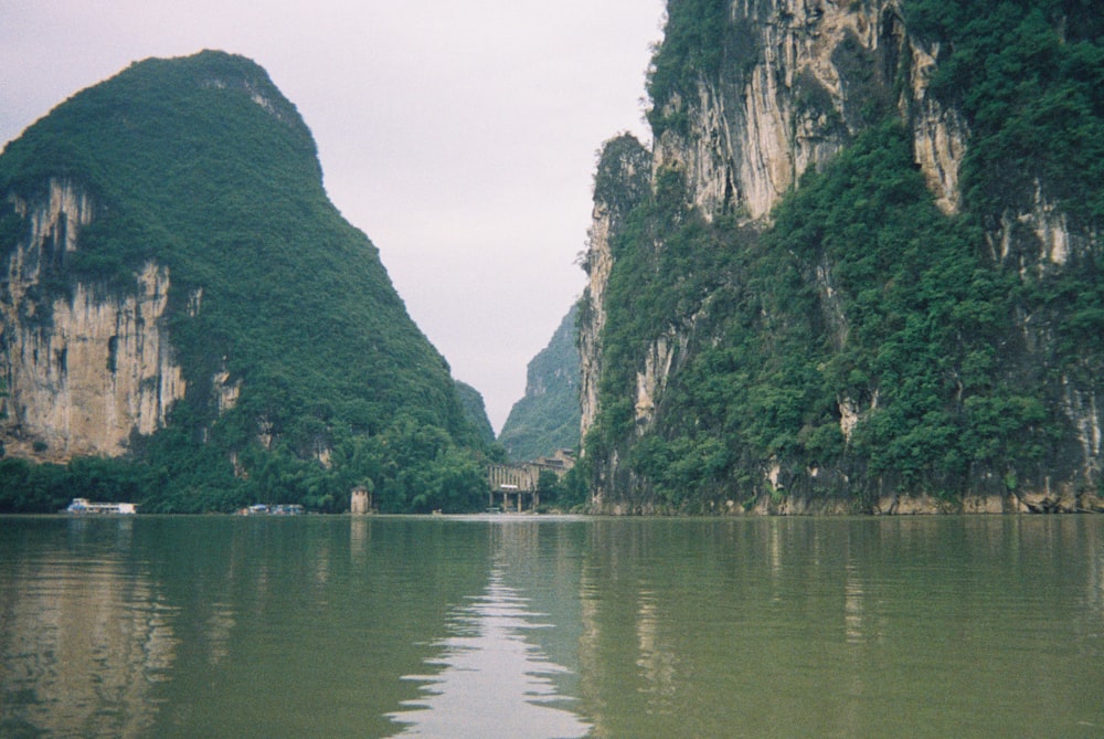 a large body of water surrounded by mountains