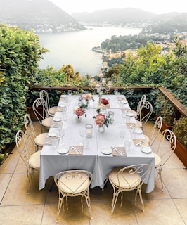a long table with a lot of chairs around it
