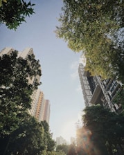 Soft morning light bathing the elegant facade of Deva Towers surrounded by gentle greenery.