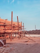 Construction site showing wooden beams supplied by Watters Lumber Co Inc.