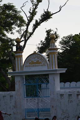 A welcoming entrance of Darul Uloom Al Arabiyyah Al Islamiyyah Lilbanat with sunlight filtering through trees.