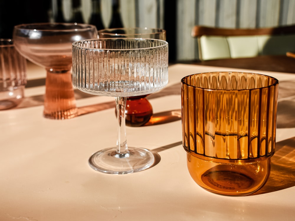 a close up of a glass on a table