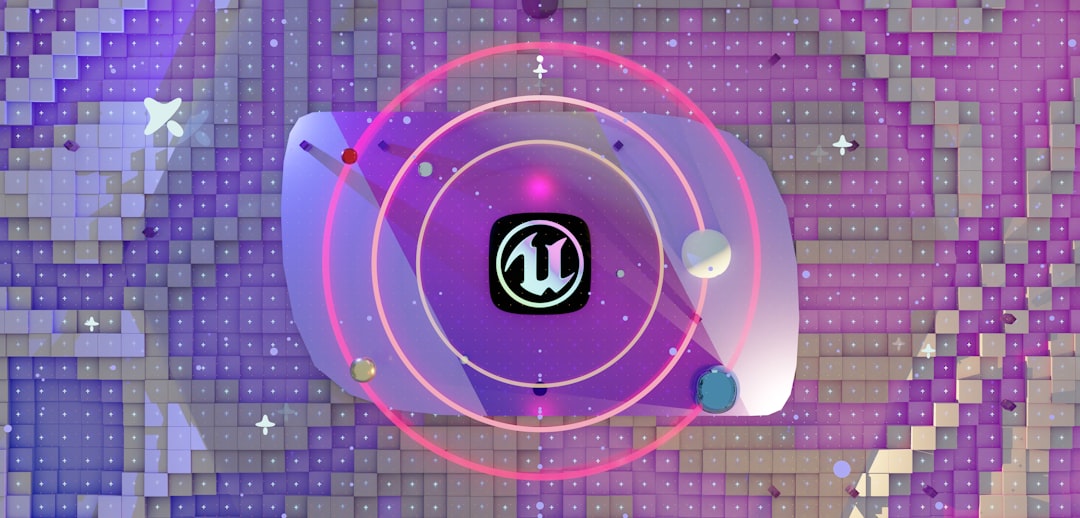 a purple background with a circle and a letter on it,