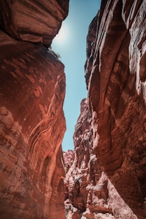 a narrow slot in the side of a mountain