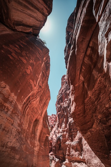 a narrow slot in the side of a mountain