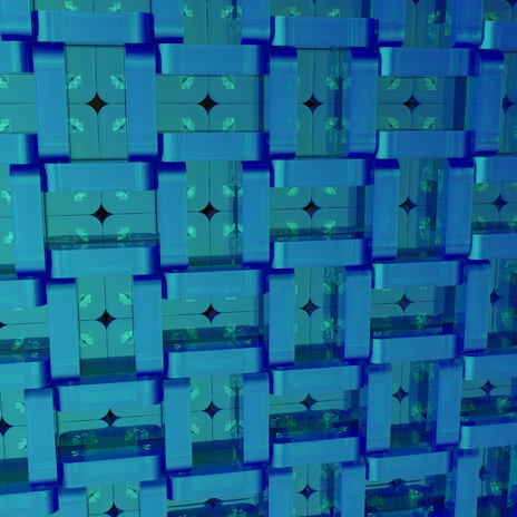 Abstract geometric pattern featuring bold blocks of red, blue, and off-white with subtle sock outlines woven subtly into the design.