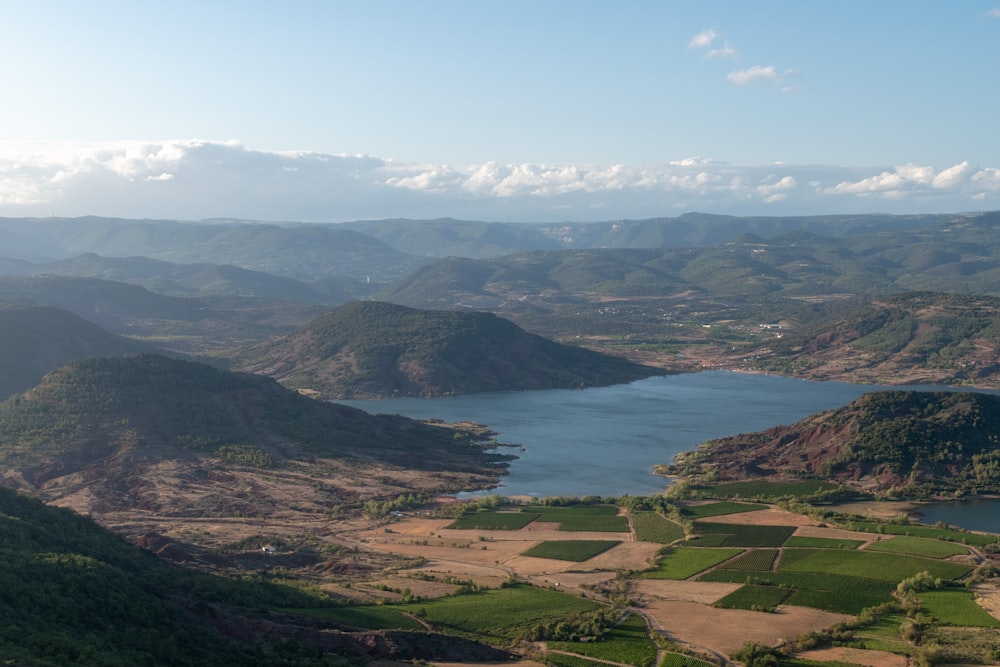 a large body of water surrounded by mountains