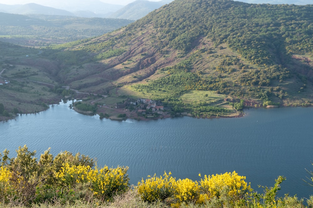 a large body of water surrounded by mountains