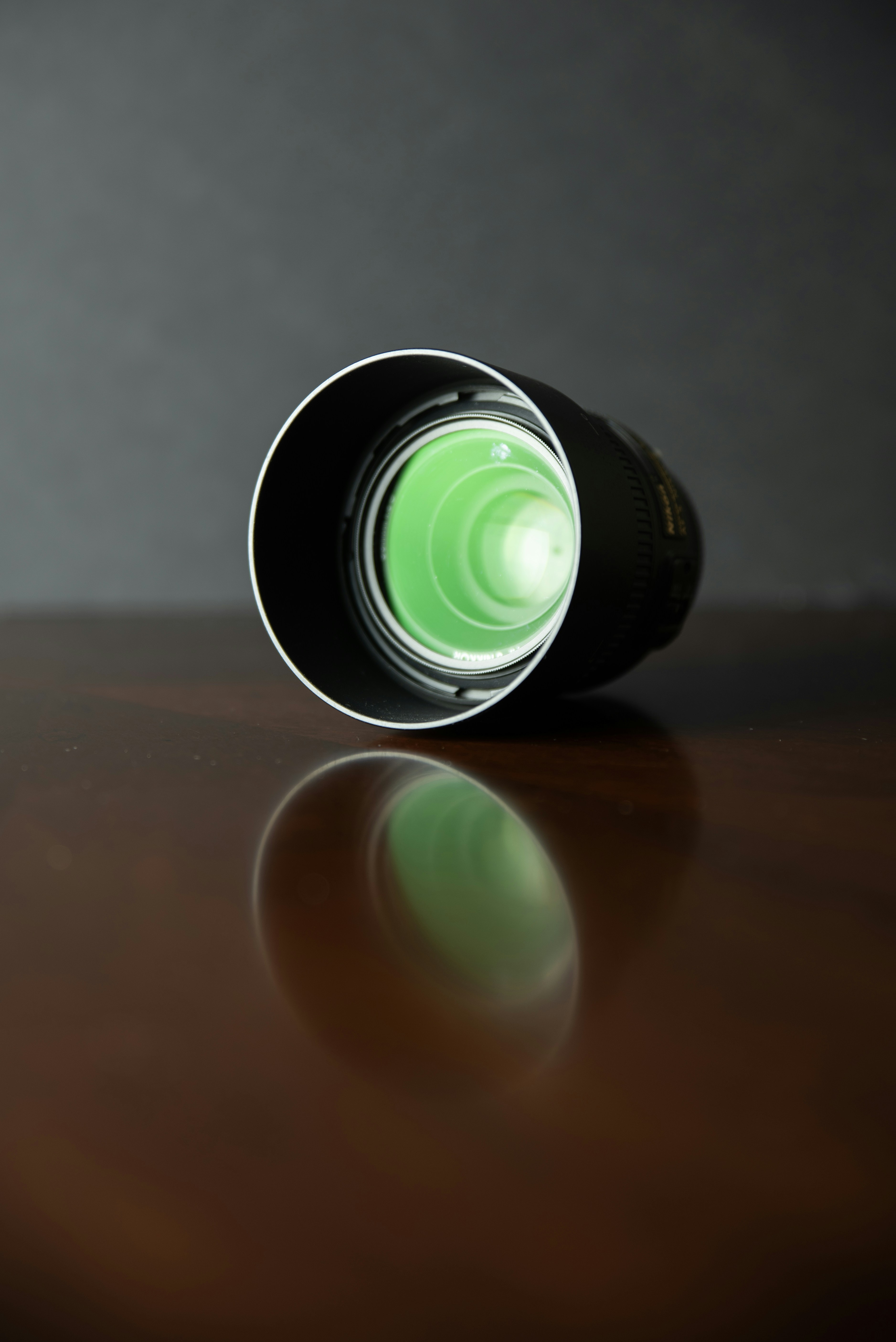 a close up of a camera lens on a table