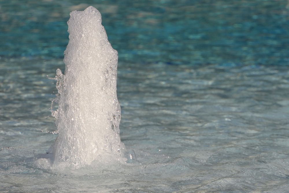 a water fountain spewing water into a pool