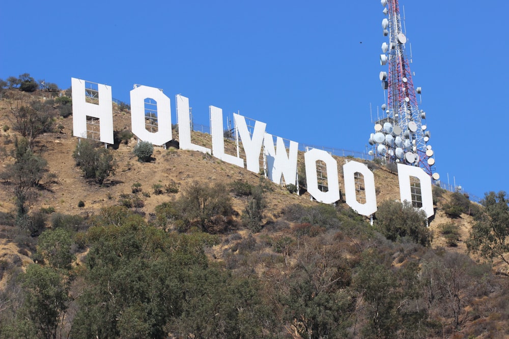 a hollywood sign on top of a hill