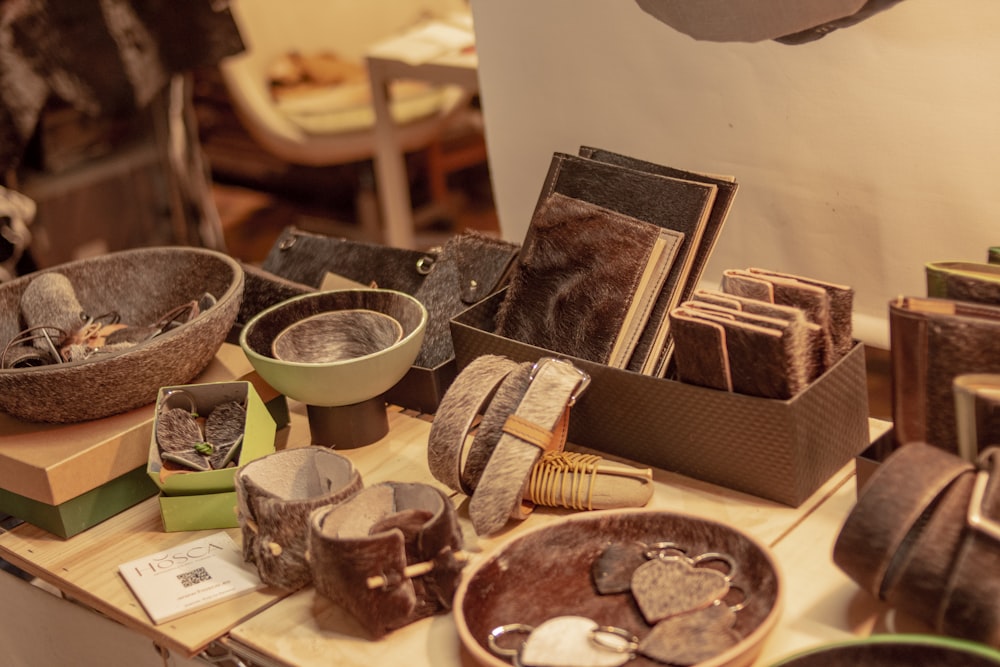 a table topped with lots of different types of items