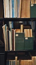 a book shelf filled with lots of books