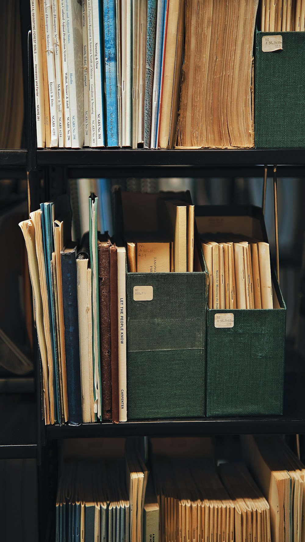 a book shelf filled with lots of books