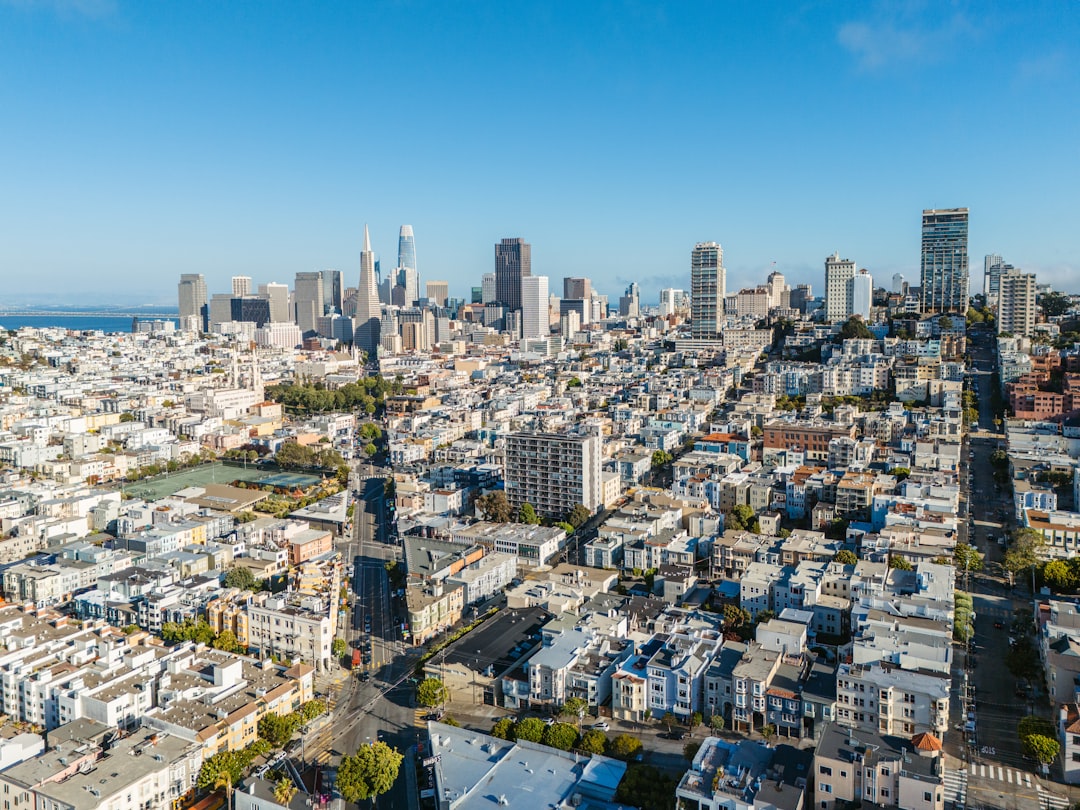 an aerial view of a city with tall buildings, San Francisco Skyline