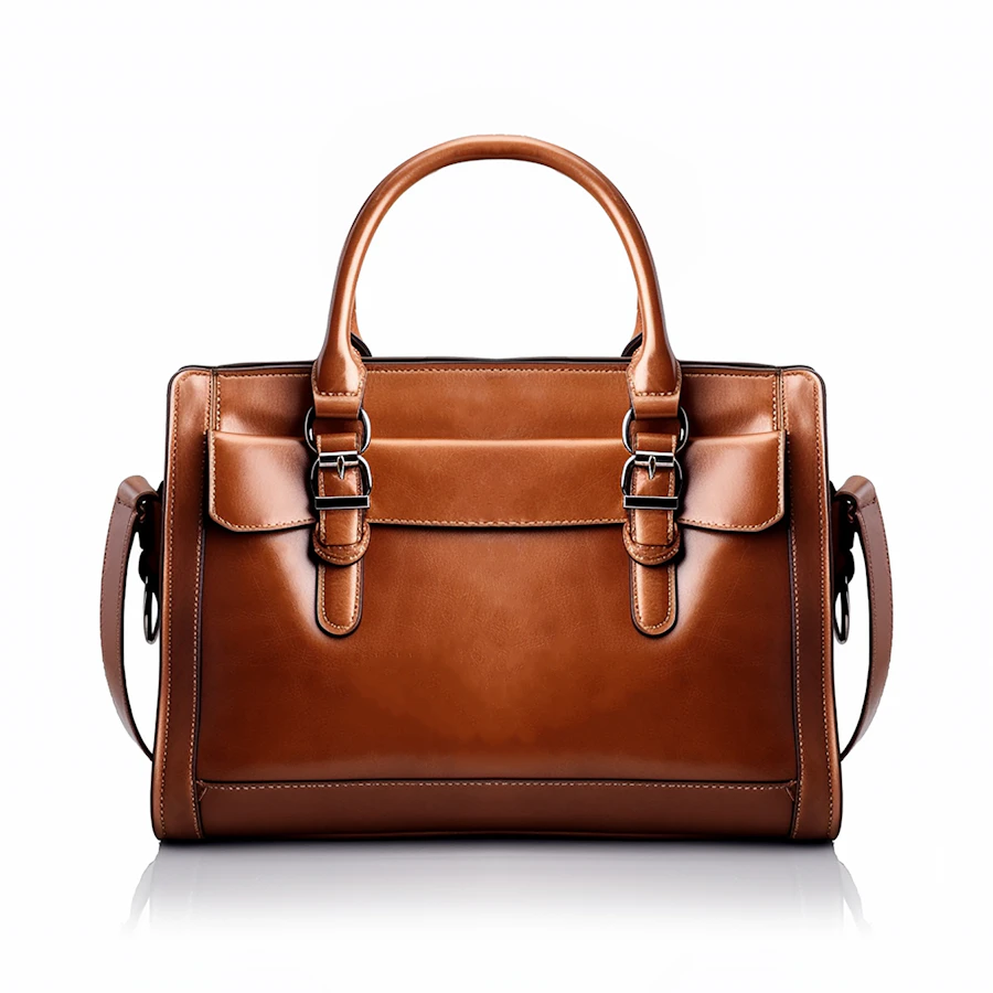 A designer handbag styled on a warm surface