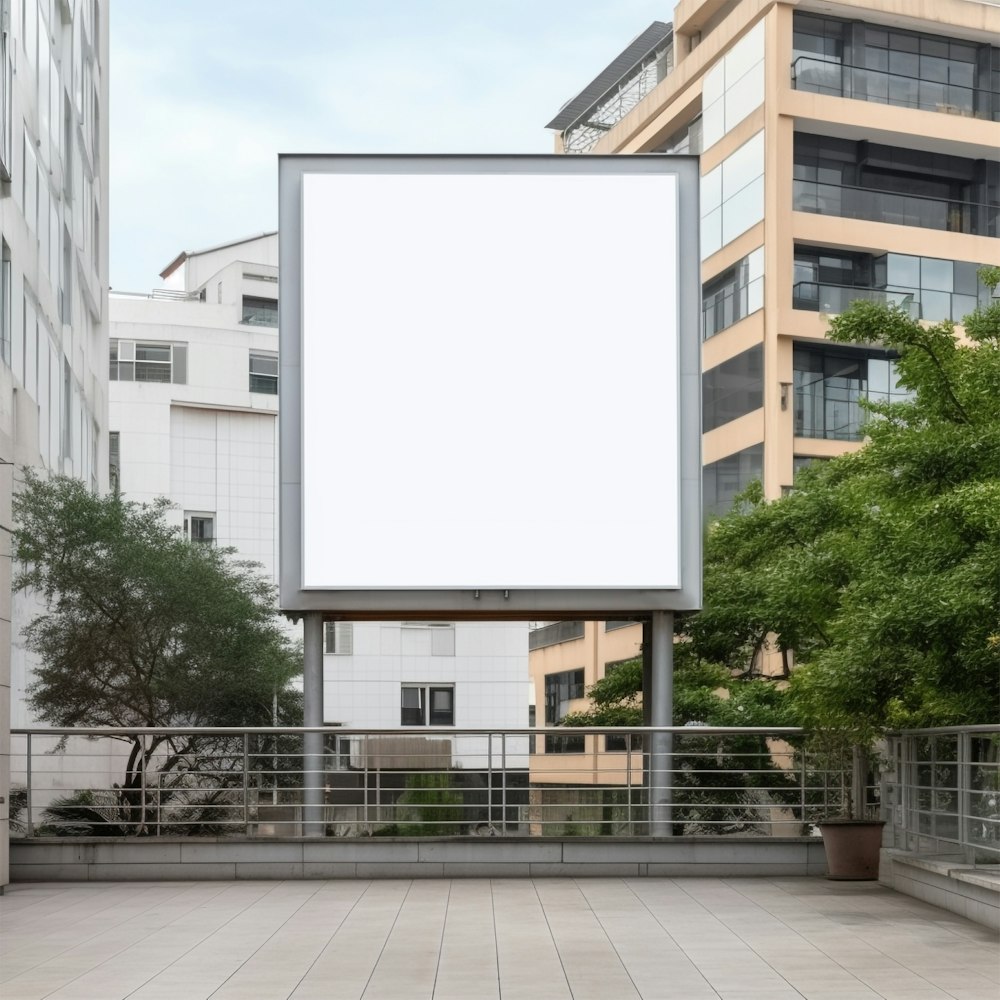 an empty billboard in the middle of a city