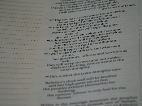 Printed text on a page featuring biblical verses. The text is aligned to the right side of the page, with even spacing between the lines and no visible illustrations.