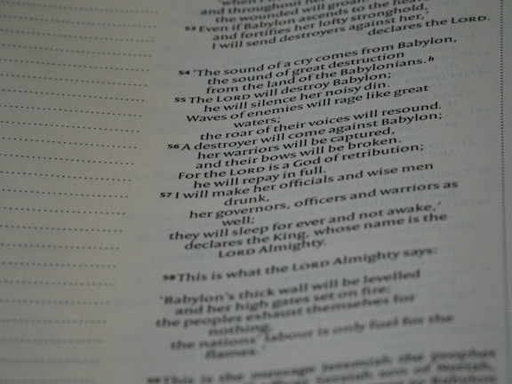 Printed text on a page featuring biblical verses. The text is aligned to the right side of the page, with even spacing between the lines and no visible illustrations.