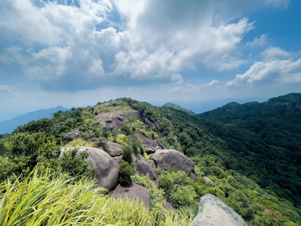 a view of the top of a mountain in the distance