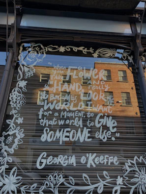 Client testimonial quote overlaying a photo of their thriving storefront.