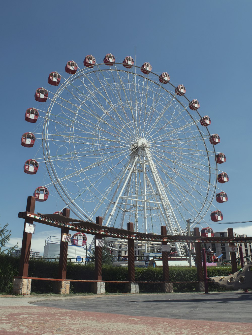 a large ferris wheel on a clear day