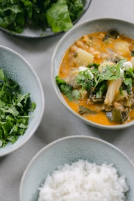 Close-up of a colorful plant-based meal ready to eat.