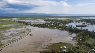 Aerial view of a flood control project in the Philippines.