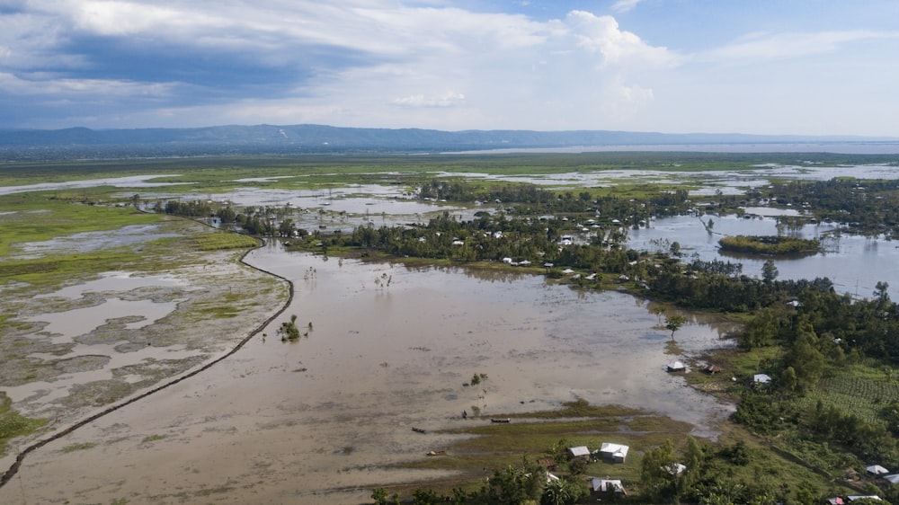 a large body of water surrounded by land