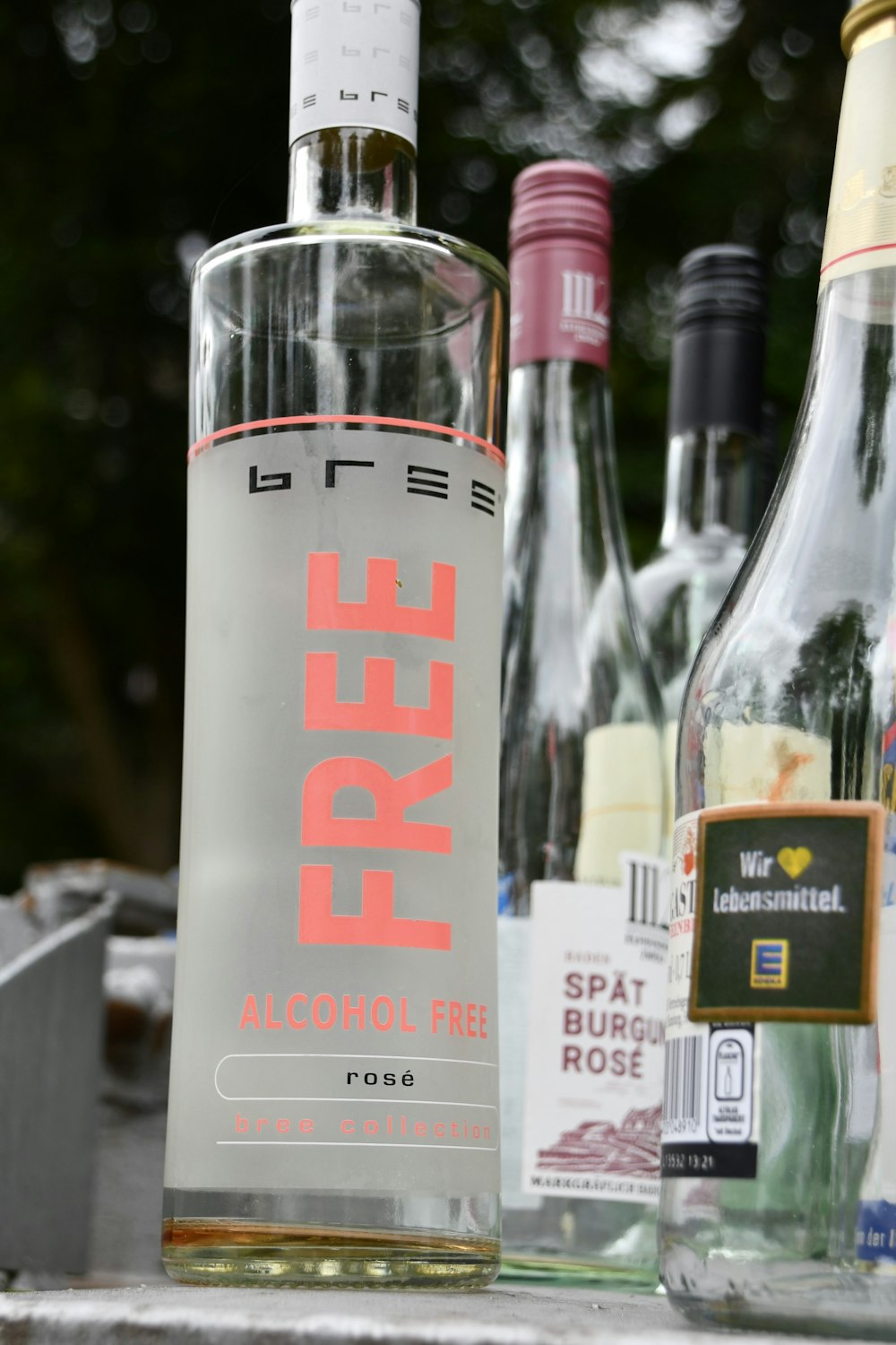 a bottle of alcohol sitting on top of a table