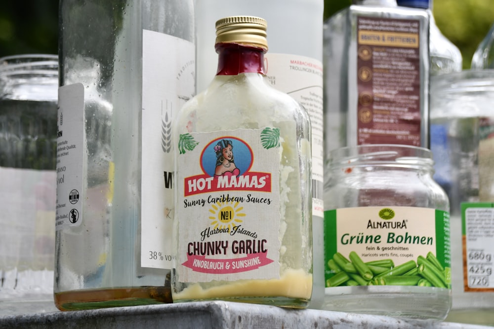 a bottle of gravy garlic sitting on top of a table