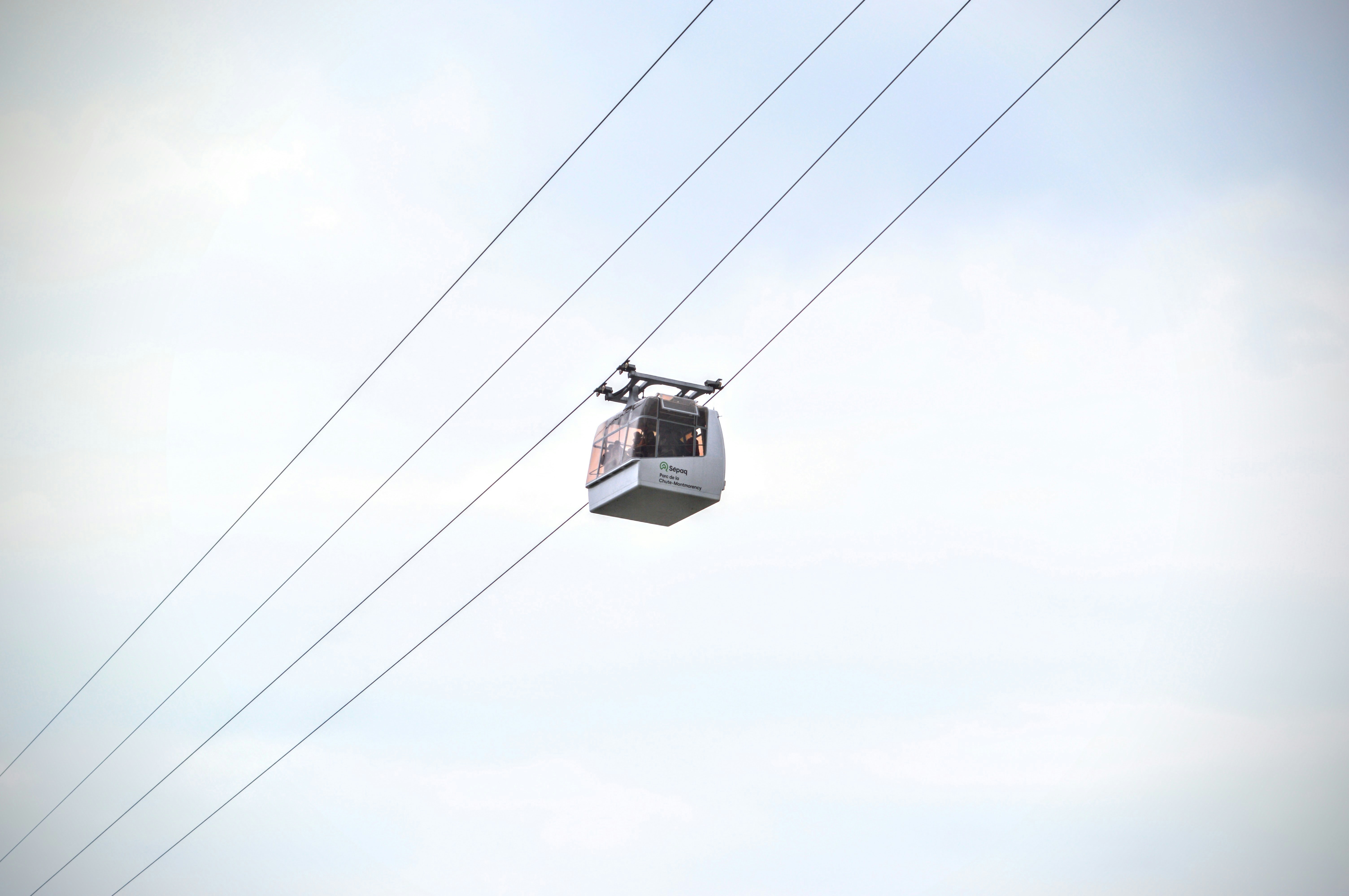 a cable car with a person on it