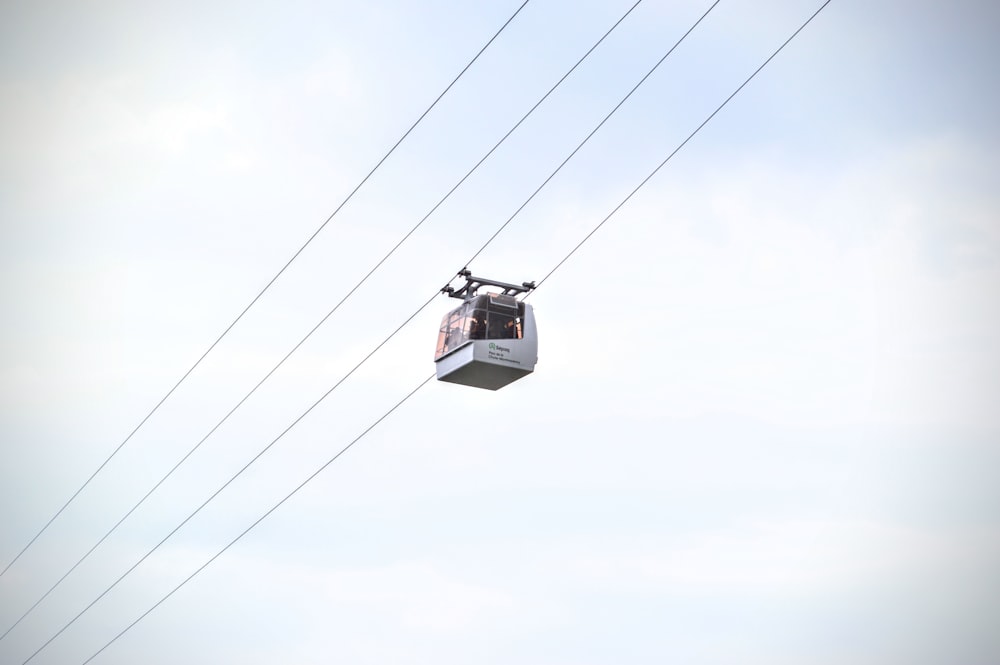 a cable car with a person on it
