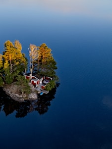 a small island in the middle of a body of water