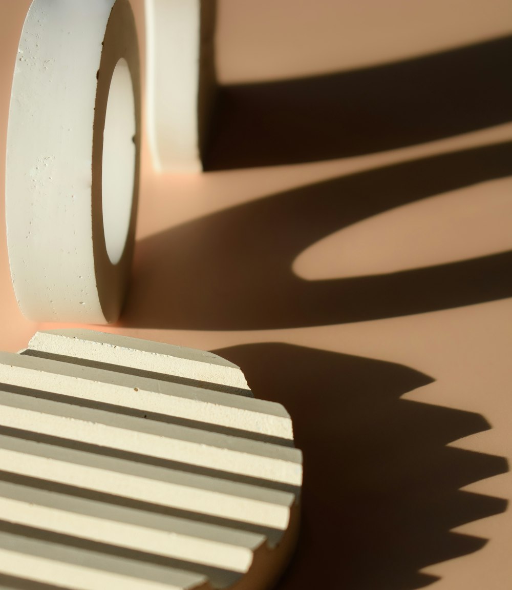 a close up of a white object on a table