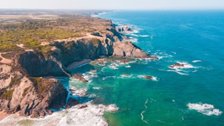 The breathtaking coastline of Bilbao with dramatic cliffs and waves.