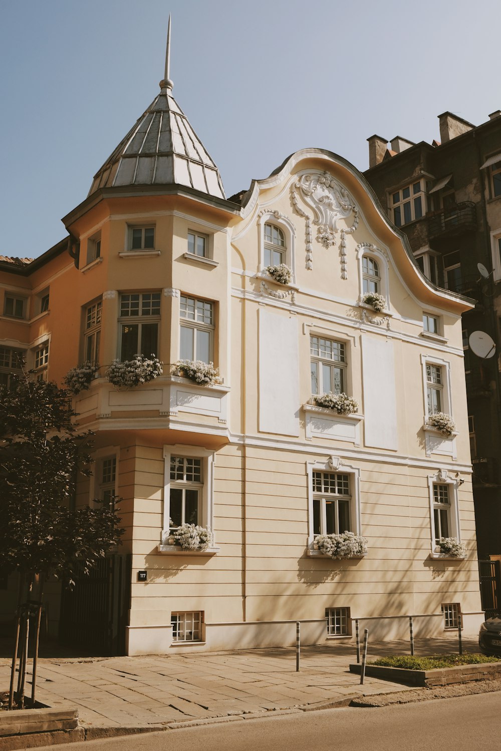 a building with a clock on the front of it