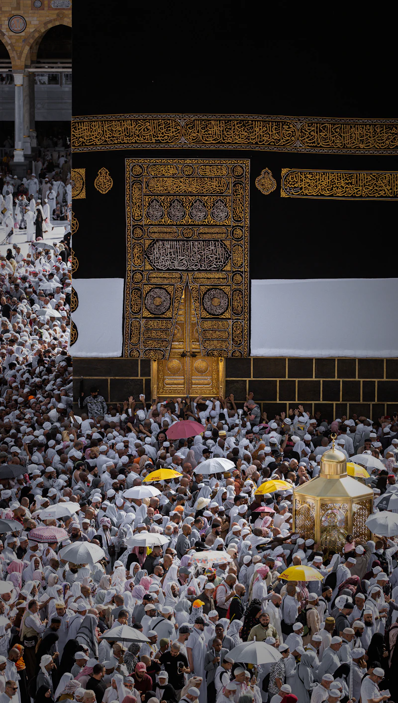 Pilgrims performing Tawaf around the Kaaba